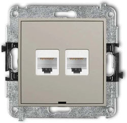 Karlik Double Network Socket Mechanism RJ45 Cat5e Type in Brown Colour 60MGKBO-2 Karlik Double Network Socket Mechanism RJ45 Cat5e Type in Brown Colour 60MGKBO-2