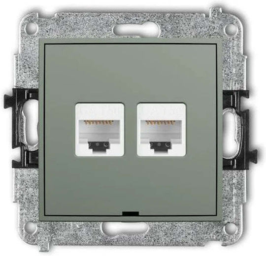 Karlik Double Network Socket Mechanism RJ45 Cat5e Type in Green Colour 61MGKBO-2