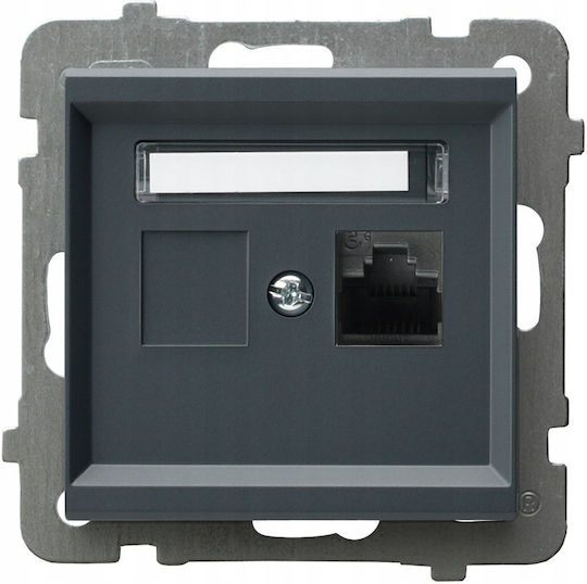 Ospel Double Network and Telephone Socket RJ45/RJ11 Cat5e in Grey GPK-1R K m 73