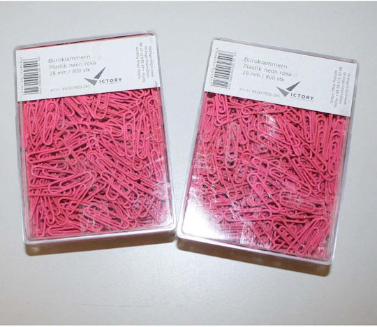 Runde Überzogene Metall Büroklammern 28 Mm Victory Office Products 6028kp800-095 Neon Pink 800 Stück