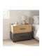 Sonlen Wooden Bedside Table Beige 60x40x44.5cm