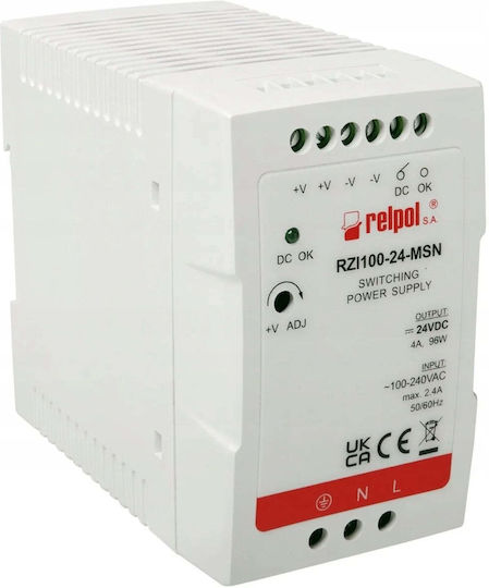 Relpol Τροφοδοτικό Ράγας με Έξοδο 24V και Ισχύ 60W 2.5A