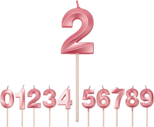 Number 2 Candle Flippy Diamond Model 5 X 3.4 Cm Pink