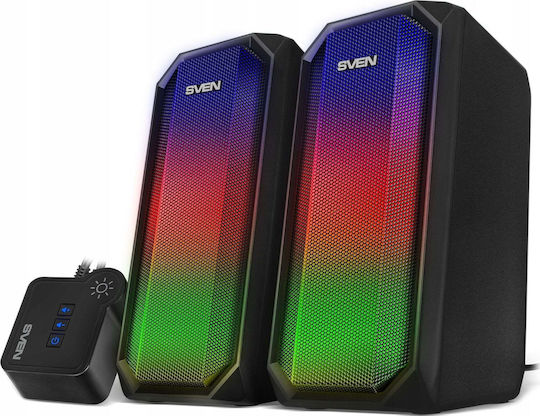 Sven 420 Ηχεία Υπολογιστή 2.0 με RGB Φωτισμό και Bluetooth Ισχύος 10W Μαύρα
