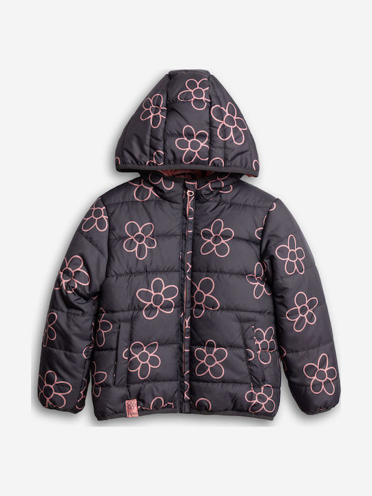 Kids Casual Short Hooded Black Jacket
