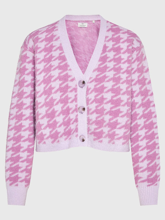 Gestrickte Damen Strickjacke mit Knöpfen Rosa