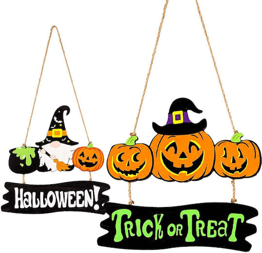 Hanging Wooden Decoration Pumpkins 23x22cm Carnavalista 232839 P4a