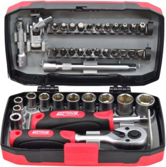 AWTools Clichet cu Tubulare 1/4" 38 Bucăți