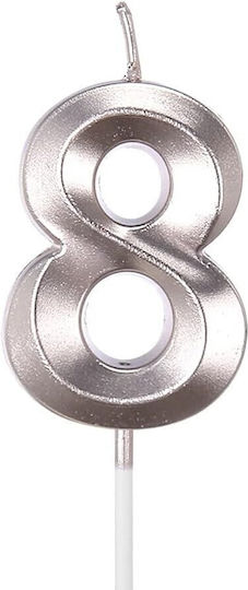 Nummer 8 Kerze Flippy Diamond Modell 5 X 3,4 Cm Silber