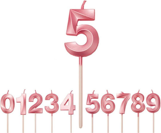 Number 5 Candle Flippy Diamond Model 5 X 3.4 Cm Pink