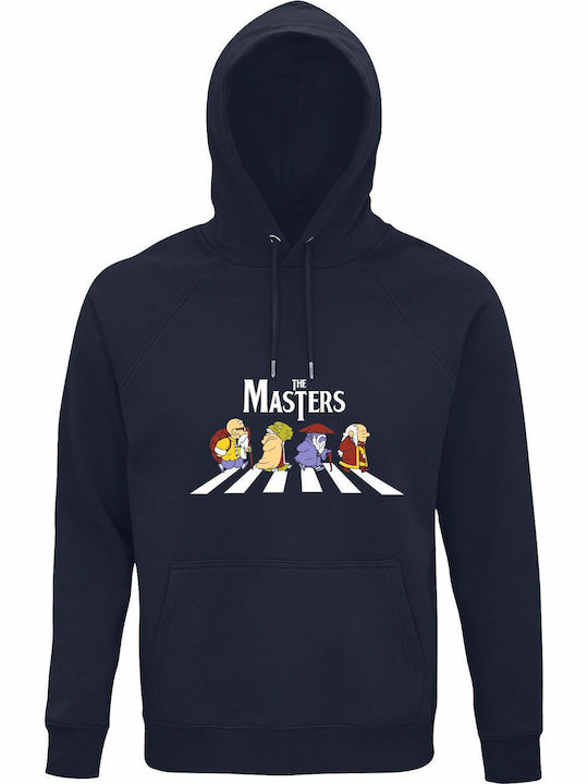 Hanorac Cu Glugă Bumbac Organic Unisex Masters Master Roshi Yoda Pai Mei Happosai Dragon Ball Star Wars Kill Bill Ranma Albastru Marin Francez