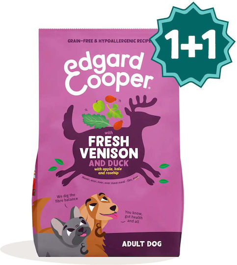 Edgard Cooper 2x1kg Ξηρά Τροφή Σκύλων με Πάπια, Κρέας, Ελάφι και Λαχανικά