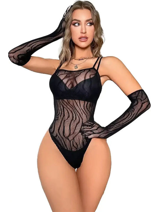 Body Transparent Cu Model Zebrei Bretele Subțiri