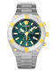 Versace Sporty Greca Chrono Herrenuhr Chronograph Batterie mit Silber Metallarmband