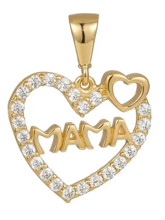 Hängender Charm Herz aus 9K Gold mit Zirkon