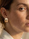 Oceana Bold Huggies Gold Ribbed Steel Earrings Gold Golden Classic