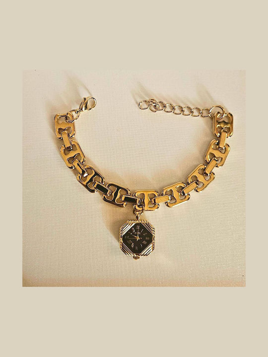 Women's Watch Battery with Stainless Steel Bracelet Gold/Black
