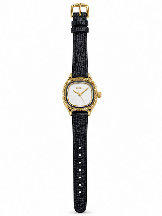 Womens Battery Watch With Leather Strap Gold White Black