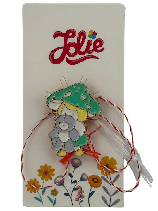Children's Martisor Jolie Metal Material Cardboard Packaging Design Brooch Size Approximately 2x2 Cm Multicolor Mushroom Teddy Bear Design