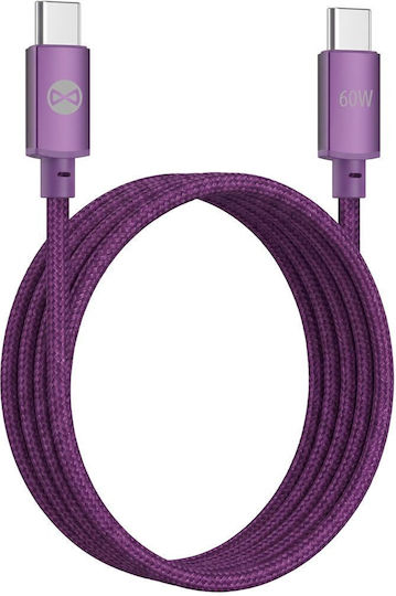 Forever Кабел USB-C мъжки – USB-C 60W Червен 1 m