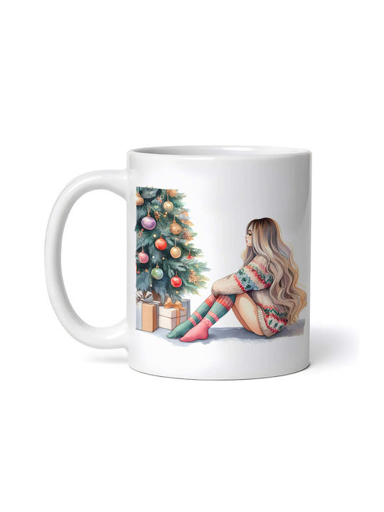 Isolda Christmas Painting Cană Ceramica Albă De Crăciun 330ml Cu Personalizare
