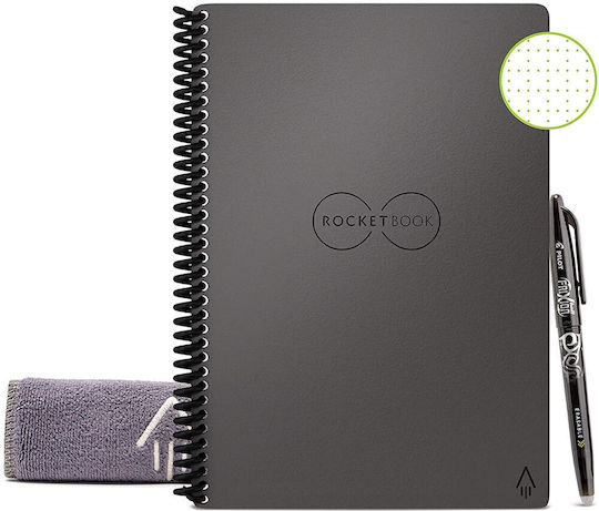 Rocketbook Σημειωματάριο A5 18 Φύλλων με Λευκές Σελίδες με Στυλοθήκη Γκρι