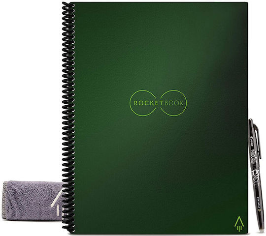 Rocketbook Caiet A4 cu Pagini Albe cu Suport Pentru Pixuri Verde