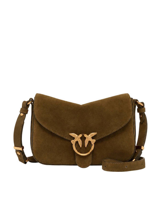 Pinko Love Women's Satchel Bag Suede Dark Olive...