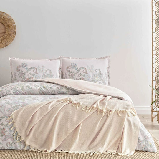Tac Set Huse Pentru Pilote 100% Bumbac 200x220cm Dublu Cu 2 Fețe De Pernă & 1 Cearșaf Powder
