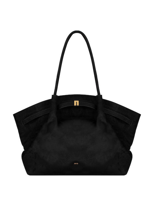 Γυναικεία Tote Τσάντα Suede Μαύρη
