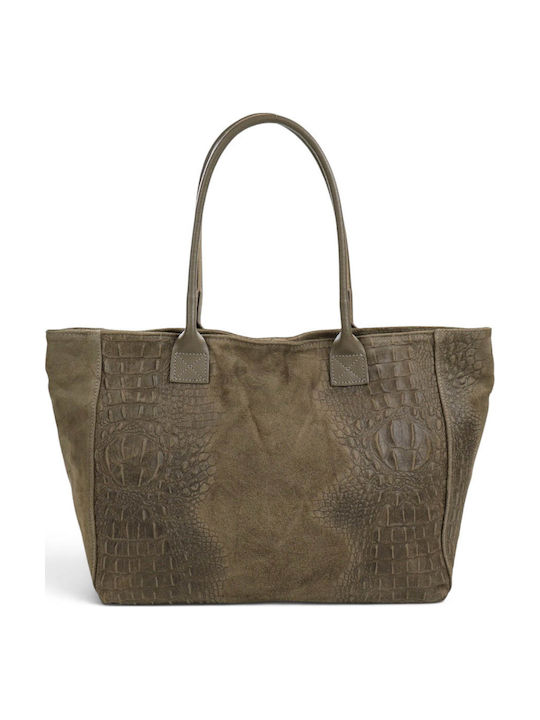 Leather Women's Shopper Bag Suede Dark Taupe