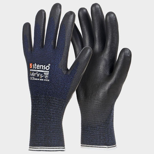 Stenso Touchscreen Waterproof Safety Gloves Navy Blue Nitrile