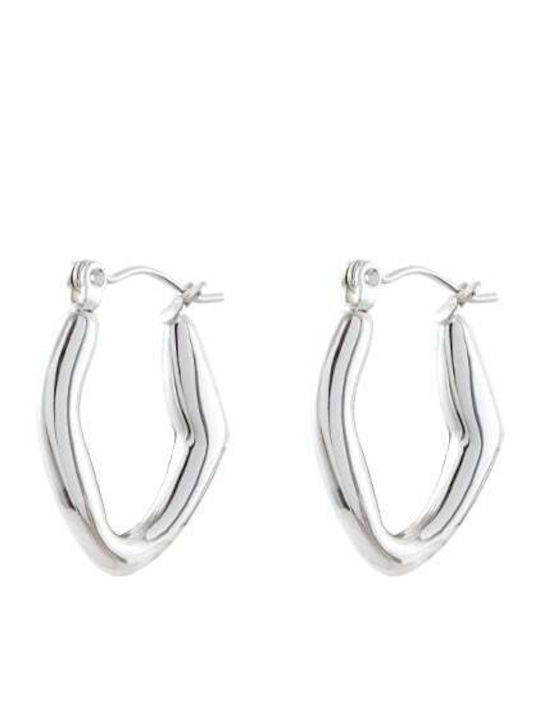 Earrings Links Steel Silver Plated Hoops 03x03-00153