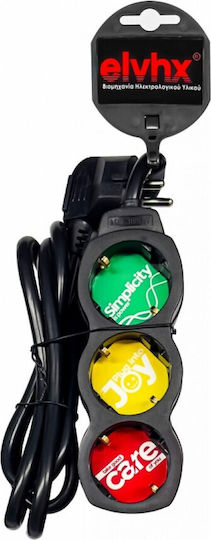 Power Strip 3 Sockets with Switch and Cable 1.5m