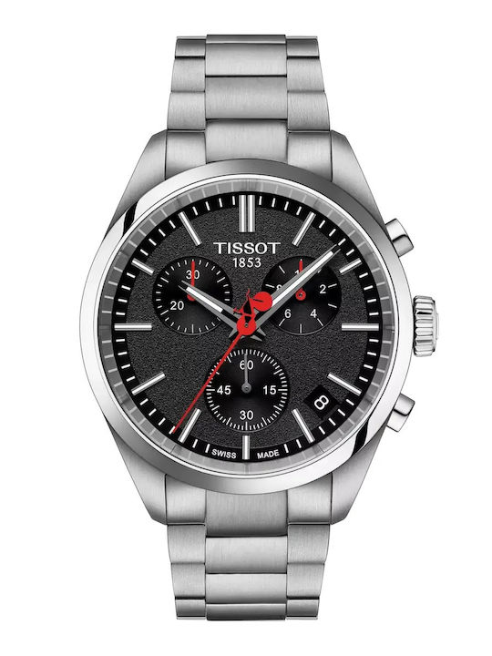 Tissot Pr 100 Herrenuhr Chronograph Batterie mit Silber Metallarmband Tissot Pr 100 Herrenuhr Chronograph Batterie mit Silber Metallarmband