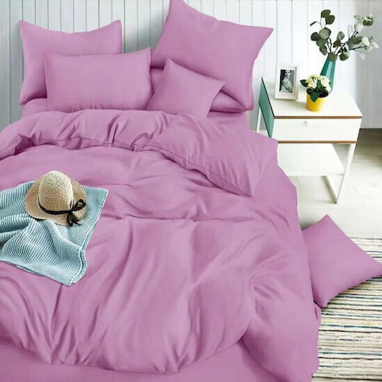 To megalo pazari King Size Bettlaken mit Gummibettlaken 220x240cm Flieder (4 Stück)