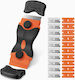 Multifunctional Scraper Cleaning Glass Ceramic Flippy Ergonomic Design Non-slip Handle Includes 20 Replacement Blades 12.5 X 4.5 Cm Orange