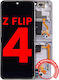 Innen-OLED-Baugruppe mit Rahmen für Samsung Galaxy Z Flip 4 5G US- und Internationale Version Aftermarket Plus Bora Lila