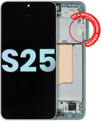 OLED комплект рамка Samsung Galaxy S25 5g US и International Service Pack ментово зелено