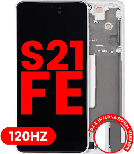 OLED Ersatzbildschirmrahmen Samsung Galaxy S21 FE 5G US & Internationale Version Aftermarket Plus 120Hz Weiß