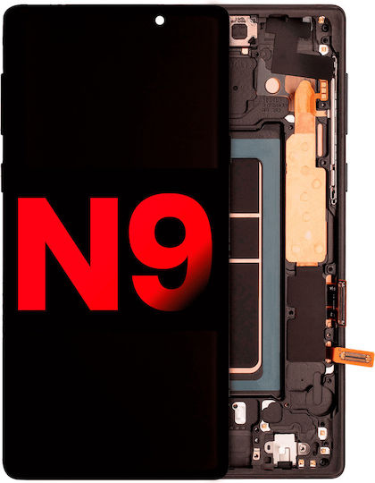 OLED Ersatzbildschirm für Samsung Galaxy Note 9 mit Rahmen Plus Mitternachts-Schwarz