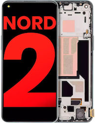 Oled Ersatzbildschirm mit Rahmen für OnePlus Nord 2 5G Nachmarkt Plus Blau Haze