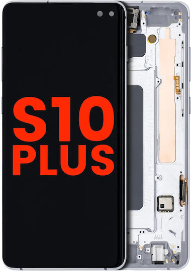 OLED модул с рамка Samsung Galaxy S10 Plus aftermarket Plus Prism бял