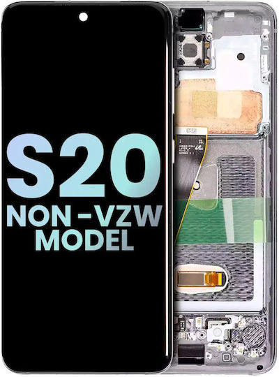 OLED Асембли Рамка Samsung Galaxy S20 5g Non-verizon 5g Uw Рамка Сервизен Пакет Облачно Бял