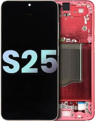 OLED модул с рамка Samsung Galaxy S25 5g US & International Service Pack коралово червен