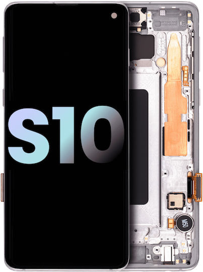 Oled Assembly Frame Samsung Galaxy S10 Service Pack Prism White