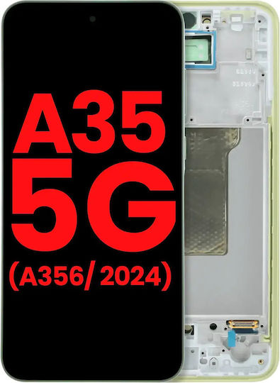 OLED модул с рамка Samsung Galaxy A35 5G A356 2024 Aftermarket Plus Лимонен