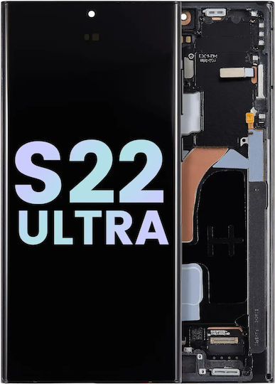 Oled Ersatzbildschirm Rahmen Samsung Galaxy S22 Ultra 5G Service Pack Graphit Himmelblau Rot