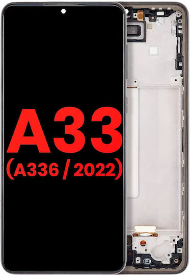 OLED Ersatzbildschirmrahmen Samsung Galaxy A33 5G A336 2022 Aftermarket Plus Schwarz