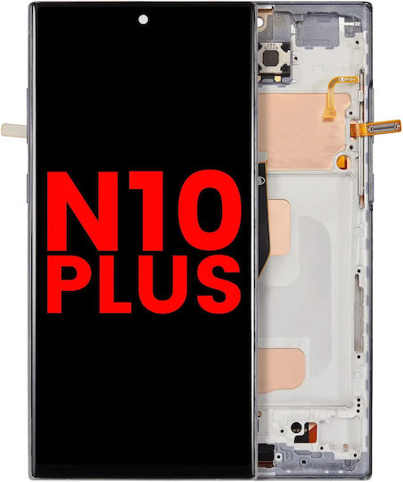 Lcd Asamblare cu ramă fără senzor de amprentă Samsung Galaxy Note 10 Plus aftermarket Plus Incell Aura Negru